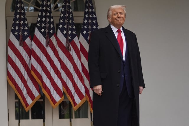 President Donald Trump departs after signing an executive order at an event to announce new tariffs in the Rose Garden of the White House, Wednesday, April 2, 2025, in Washington.