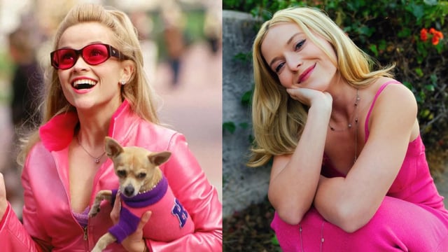 Reese Witherspoon as Elle Woods; Lexi Minetree in her 'manifestation shoot' as Elle Woods