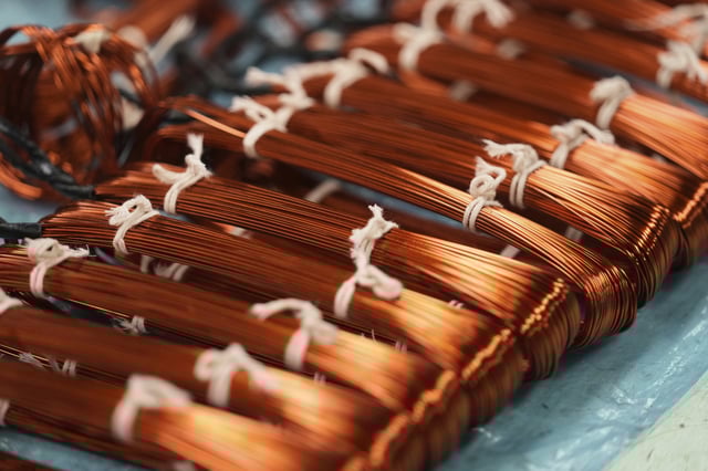Bundles of copper cables sit at a plant that produces parts for large electric vehicles in Mexico City, Wednesday, April 2, 2025. (AP Photo/Fernando Llano)