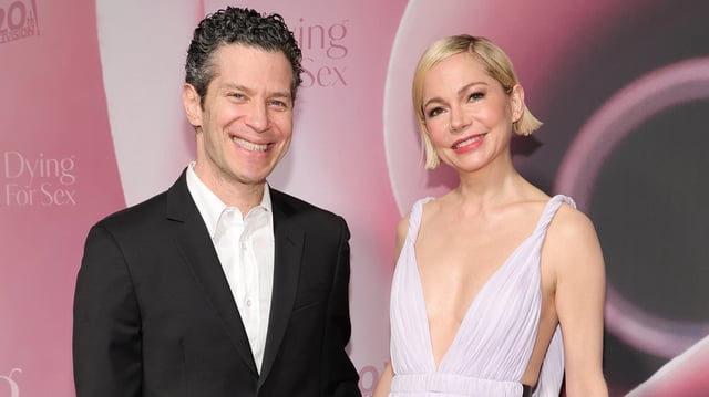 NEW YORK, NEW YORK - APRIL 02: (L-R) Thomas Kail and Michelle Williams attend FX&#39;s &#34;Dying For Sex&#34; New York Premiere at SVA Theater on April 02, 2025 in New York City.