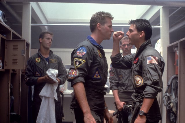 Iceman (Val Kilmer) and Maverick (Tom Cruise) face off in "Top Gun." They came back and bonded years later in "Top Gun: Maverick."