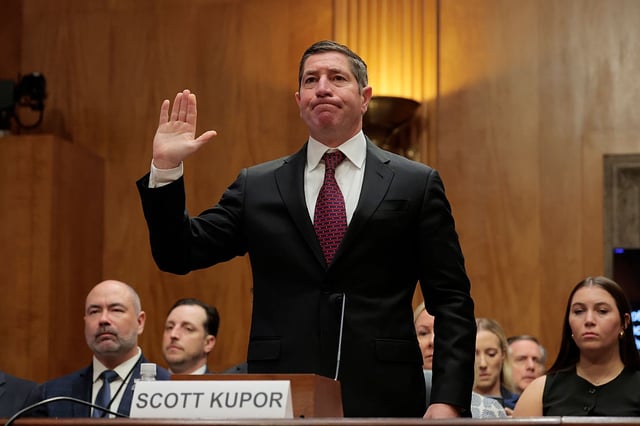 Scott Kupor, President Donald Trump's nominee to be director of the Office of Personnel Management, is sworn in at a hearing with the Senate Committee on Homeland Security and Governmental Affairs on Capitol Hill on April 3, 2025 in Washington, D.C. (Photo by Anna Moneymaker/Getty Images)