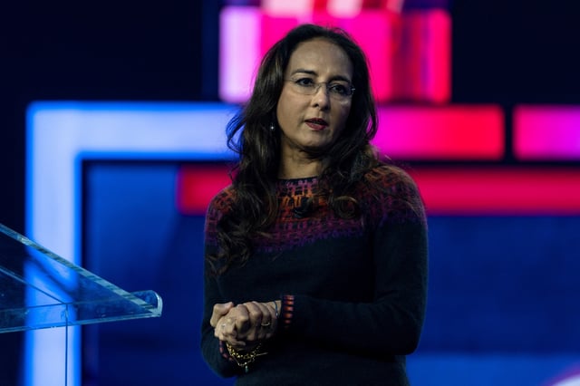 President-elect Donald Trump's nominee for assistant Attorney General for Civil Rights Harmeet Dhillon, speaks during the AmericaFest 2024 conference sponsored by conservative group Turning Point in Phoenix, Arizona, U.S. December 20, 2024.  REUTERS/Cheney Orr/File Photo