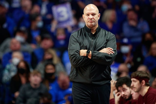 Nov 29, 2021; Lexington, Kentucky, USA; Central Michigan Chippewas head coach Tony Barbee looks on during the first half against the Kentucky Wildcats at Rupp Arena at Central Bank Center. Mandatory Credit: Jordan Prather-USA TODAY Sports/File Photo