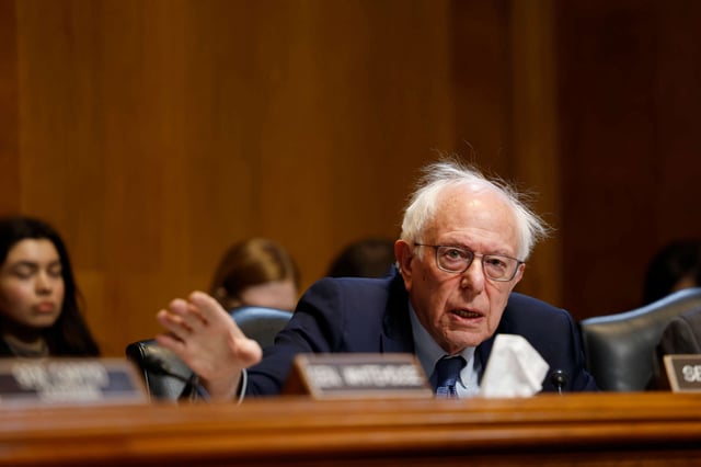Sen. Bernie Sanders speaks during a confirmation hearing on Capitol Hill on January 16, 2025, in Washington, D.C.