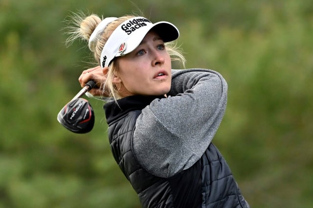 World number one Nelly Kim plays a shot on the way to a 1-up victory over Jennifer Kupcho in round-robin play at the LPGA Match Play
