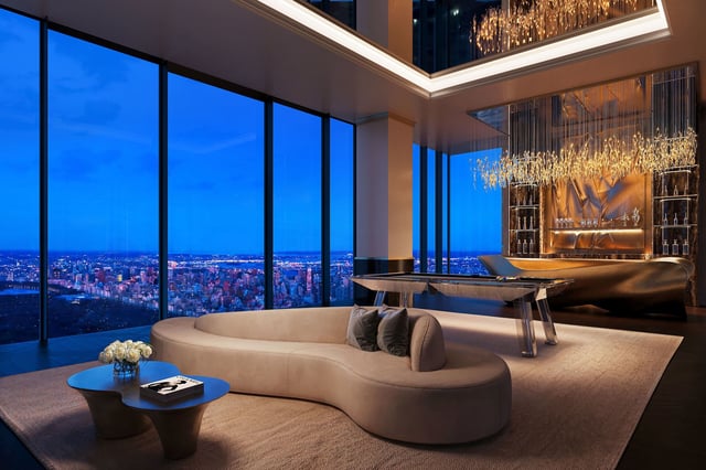 The four-story penthouse of Steinway Tower, Manhattan’s ultra-thin supertall tower, has hit the market at $110 million.
