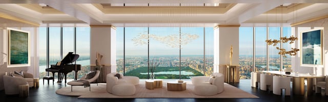 The penthouse has views overlooking Central Park.