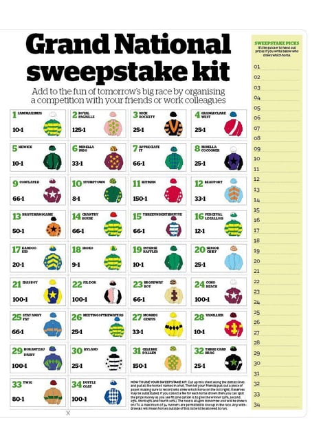 Follow the instructions below for our 2025 Grand National sweepstake kit