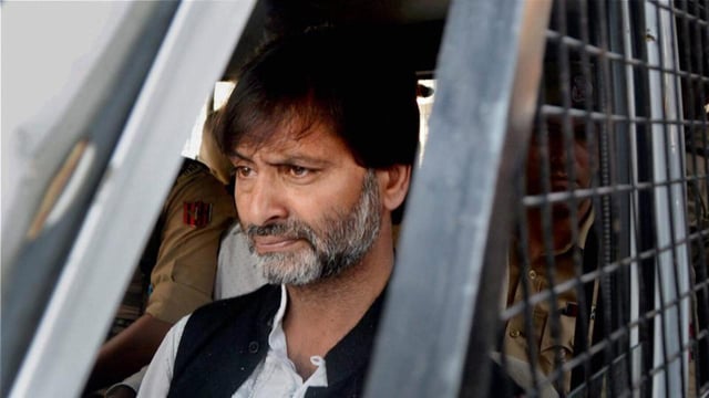 JKLF chairman Muhammad Yasin Malik after his arrest. (PTI File Photo)