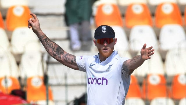 England Test captain Ben Stokes in action against Pakistan