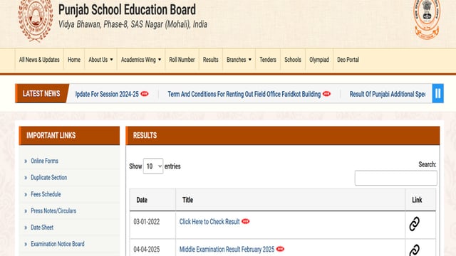 Punjab Board 8th Result 2025: PSEB Class 8 results declared, direct link here