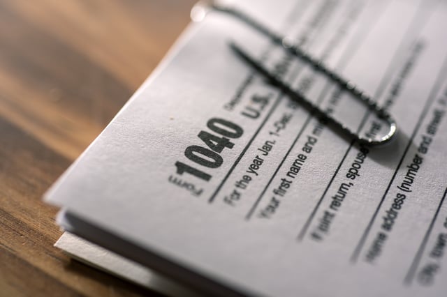 Stock image/file photo: An IRS Form 1040 for income taxes.