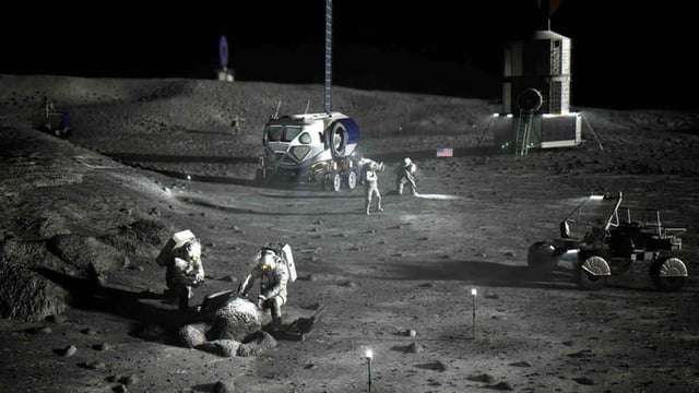 Artist's concept of a lunar base for the forthcoming Artemis missions (Credit: NASA)