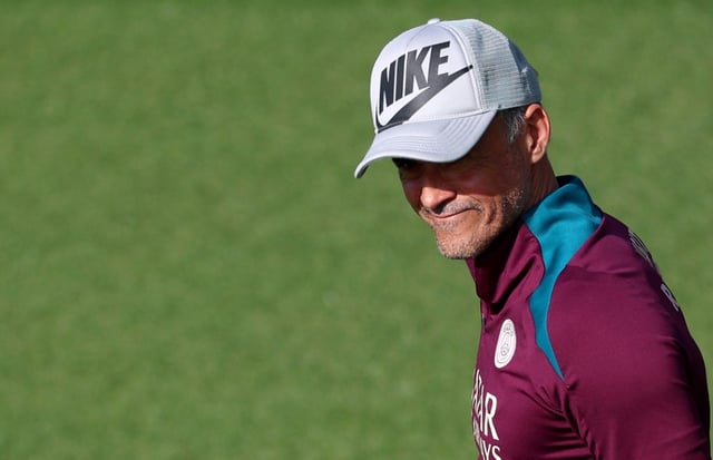 PSG coach Luis Enrique oversees training on Friday