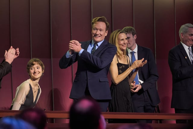 26th Mark Twain Prize for American Humor Recipient Conan O'Brien and wife Liza at the Kennedy Center on March 23, 2025. 
