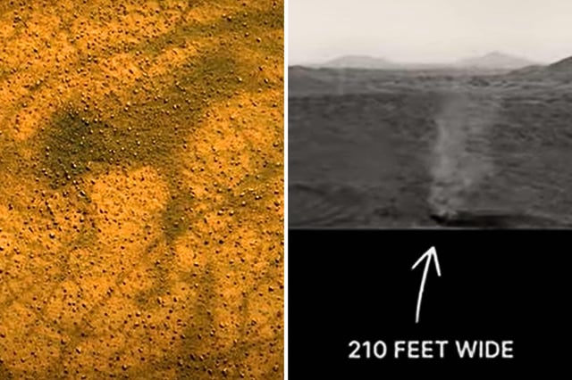 Screengrabs of new footage from NASA&#39;s Perseverance Rover, capturing dust devils on Mars.