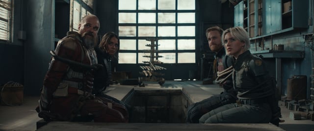 (L-R): Alexei Shostakov/Red Guardian (David Harbour), Ghost (Hannah John-Kamen), John Walker (Wyatt Russell) and Yelena Belova (Florence Pugh) in Marvel Studios&#39; THUNDERBOLTS*.