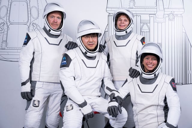 From left to right, mission specialist and medical officer Eric Philips, mission commander Chun Wang, pilot Rabea Rogge and vehicle commander Jannicke Mikkelsen are the crew of Fram2.