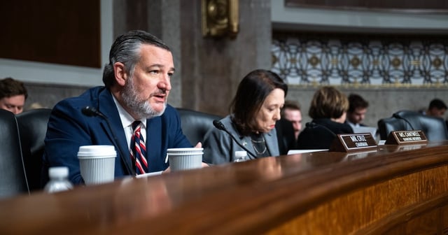Chairman U.S. Sen Ted Cruz, R-Texas, speaks at a Senate Committee on Commerce, Science, and Transportation hearing with CEO of Boeing Kelly Ortberg in the Dirksen Senate office building in Washington, D.C., on April 2, 2025.