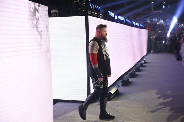 Kevin Owens makes his entrance at WWE Elimination Chamber on March 1, 2025 in Toronto.