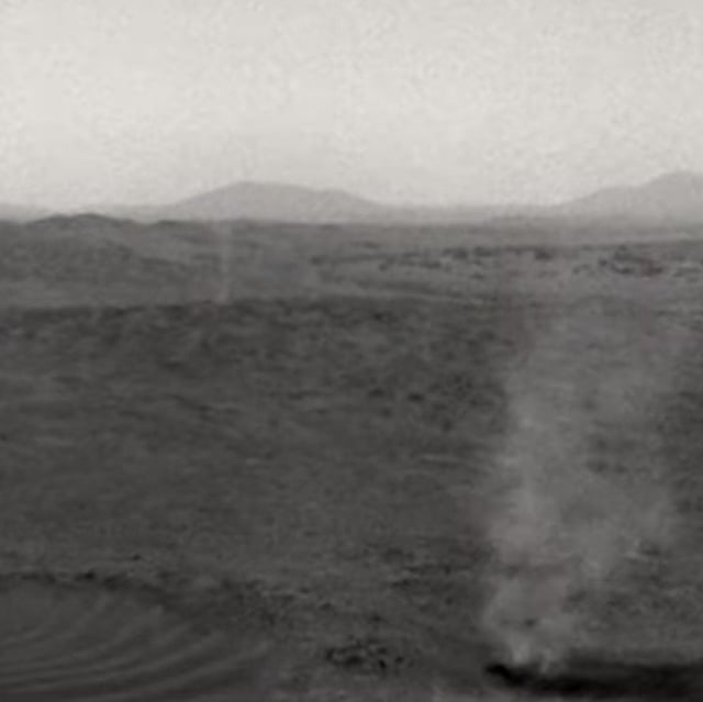 NASA's Perseverance rover spots a large dust devil on Mars swallowing another smaller dust devil in images recorded on Jan. 25, 2025.