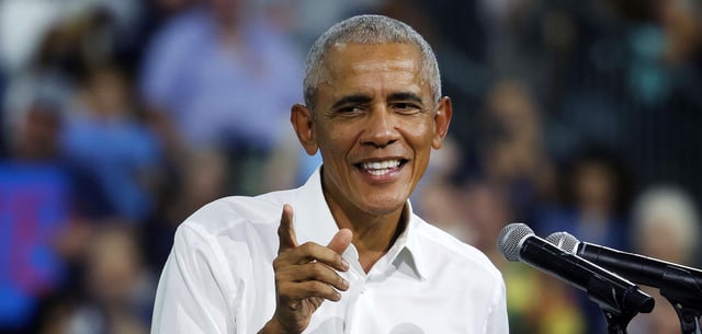 Der ehemalige US-Präsident Barack Obama spricht während einer Wahlkampfveranstaltung für die demokratische Präsidentschaftskandidatin Harris im Oktober 2024