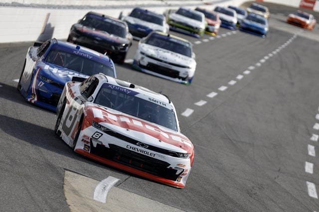 Sammy Smith, driver of the #8 Pilot Chevrolet, drives during the NASCAR Xfinity Series US Marine Corps 250 at Martinsville Speedway on March 29, 2025 in Martinsville, Virginia.