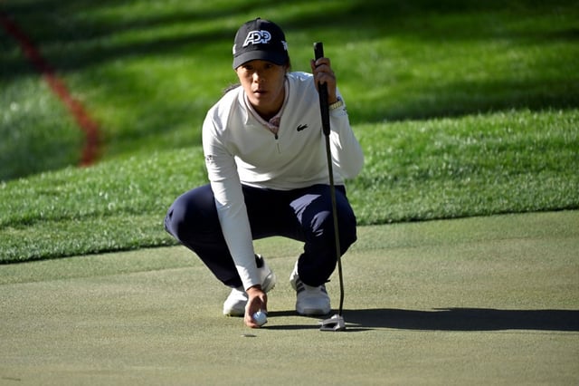 Celine Boutier played 45 holes at the LPGA Match Play in Las Vegas on Saturday before darkness halted her quarter-final