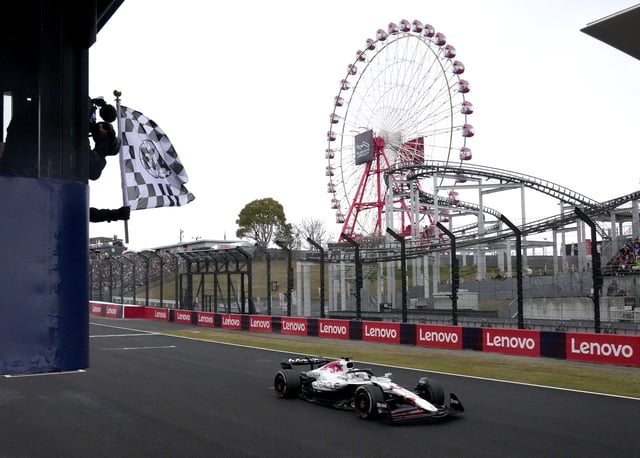 Formula One F1 - Japanese Grand Prix - Suzuka Circuit, Suzuka, Japan - April 6, 2025 Red Bull's Max Verstappen crosses the chequered flag to win the Japanese Grand Prix Pool via REUTERS/Shuji Kajiyama