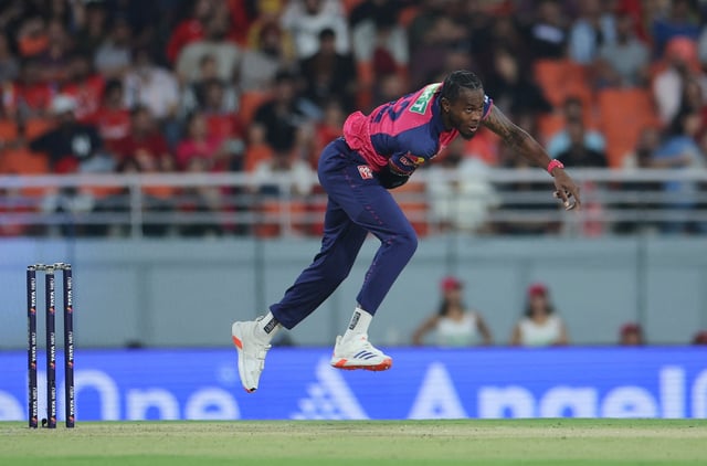 Cricket - Indian Premier League - IPL - Punjab Kings v Rajasthan Royals - Maharaja Yadavindra Singh Cricket Stadium, New Chandigarh, India - April 5, 2025 Rajasthan Royals' Jofra Archer in action REUTERS/Anushree Fadnavis