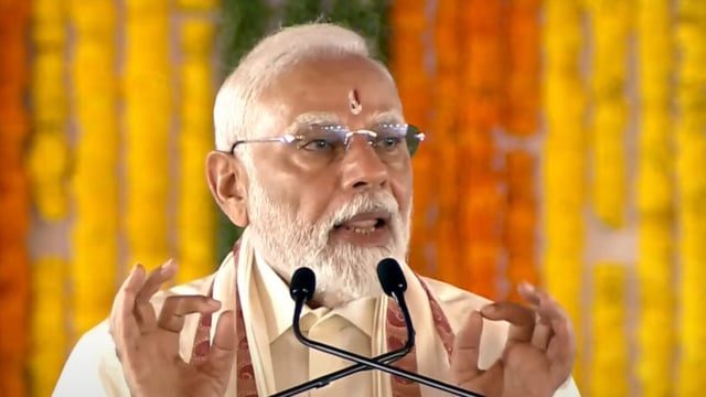 Prime Minister Narendra Modi addresses a gathering in Rameswaram, Tamil Nadu.