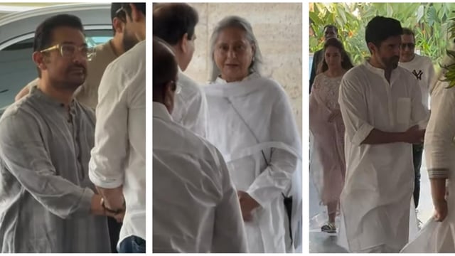 Aamir Khan, Jaya Bachchan, and Farhan Akhtar were spotted at the prayer meet in Mumbai.