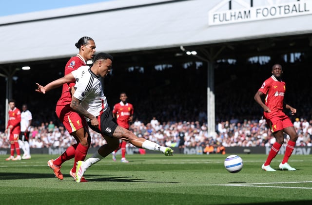 Soccer Football - Premier League - Fulham v Liverpool - Craven Cottage, London, Britain - April 6, 2025 Fulham's Rodrigo Muniz scores their third goal Action Images via Reuters/John Sibley EDITORIAL USE ONLY. NO USE WITH UNAUTHORIZED AUDIO, VIDEO, DATA, FIXTURE LISTS, CLUB/LEAGUE LOGOS OR 'LIVE' SERVICES. ONLINE IN-MATCH USE LIMITED TO 120 IMAGES, NO VIDEO EMULATION. NO USE IN BETTING, GAMES OR SINGLE CLUB/LEAGUE/PLAYER PUBLICATIONS. PLEASE CONTACT YOUR ACCOUNT REPRESENTATIVE FOR FURTHER DETAILS..