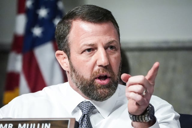 Sen. Markwayne Mullin, R-Okla., at the U.S. Capitol on Jan. 14, 2025.
