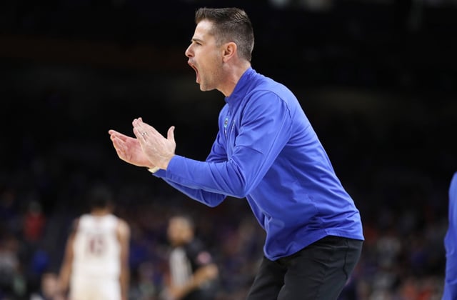 Florida guard Todd Golden celebrates during the NCAA Final Four college basketball game of Florida versus Auburn at the Alamodome in San Antonio Texas on Saturday, April 5, 2025. Florida won the game 79-73 to advance to the championship game. (Stephen M. Dowell/Orlando Sentinel)