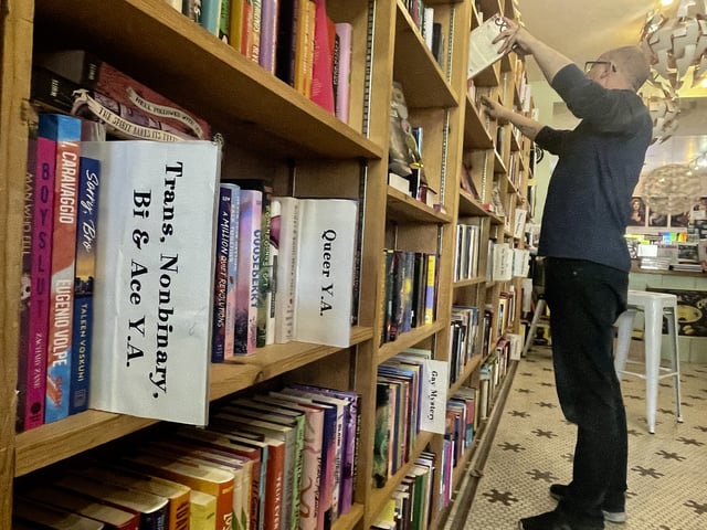 FILE - An LGBTQ+ related book is seen on shelf at Fabulosa Books a store in the Castro District of San Francisco on Thursday, June 27, 2024. (AP Photo/Haven Daley,File)