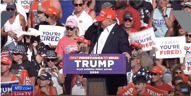 President Donald Trump shot at last year's campaign rally in Butler, Penn.