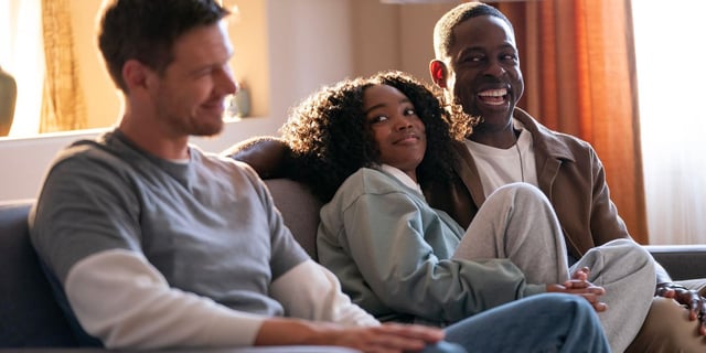 Billy laughing with Presley and Xavier in Paradise Episode 4