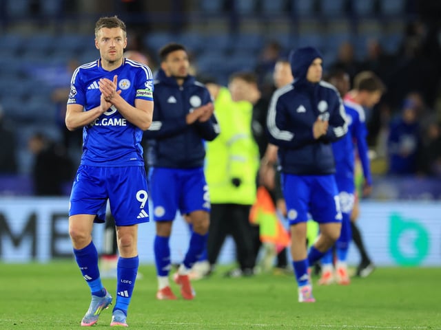 Soccer Football - Premier League - Leicester City v Newcastle United - King Power Stadium, Leicester, Britain - April 7, 2025  Leicester City's Jamie Vardy looks dejected after the match Action Images via Reuters/Andrew Boyers EDITORIAL USE ONLY. NO USE WITH UNAUTHORIZED AUDIO, VIDEO, DATA, FIXTURE LISTS, CLUB/LEAGUE LOGOS OR 'LIVE' SERVICES. ONLINE IN-MATCH USE LIMITED TO 120 IMAGES, NO VIDEO EMULATION. NO USE IN BETTING, GAMES OR SINGLE CLUB/LEAGUE/PLAYER PUBLICATIONS. PLEASE CONTACT YOUR ACCOUNT REPRESENTATIVE FOR FURTHER DETAILS..