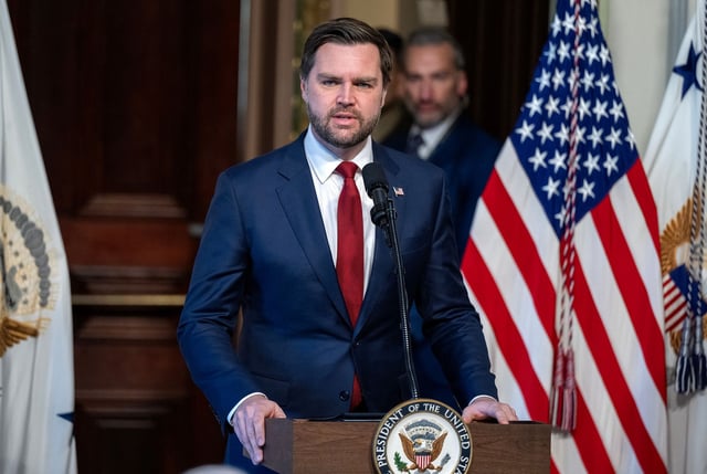 US Vice President JD Vance speaks during a ceremony in Washington on January 25, 2025.