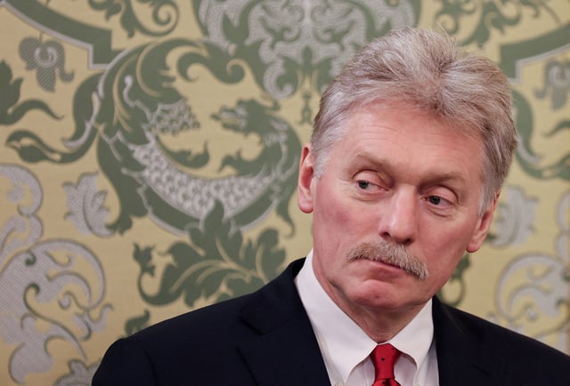 Kremlin spokesman Dmitry Peskov attends a meeting of Russian President Vladimir Putin with Tajik President Emomali Rahmon in Moscow, Russia, March 17, 2025. Yuri Kochetkov/Pool via REUTERS/File Photo