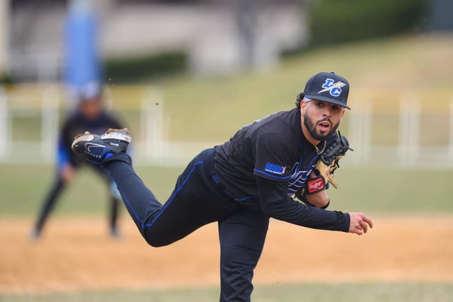 Lehman College pitcher Justin Chamorro.