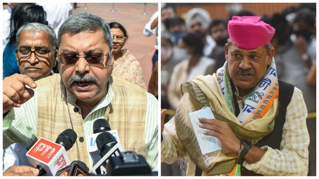 L to R: TMC MPs Kalyan Banerjee and Kirti Azad