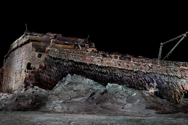 Wreck of the Titanic recreated by a digital scan.
