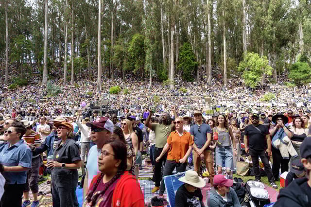 Stern Grove Festival attendees sing along as Tegan and Sara perform at Stern Grove in San Francisco on Sunday, June 23, 2024.