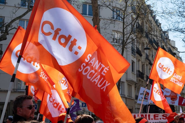 Des manifestants de la CDFT le 1er avril 2025 à Paris.