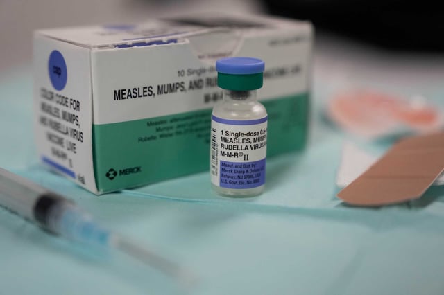 Measles, mumps and rubella vaccinations offered by Harris County Public Health are photographed on Saturday, April 5, 2025 in Houston.