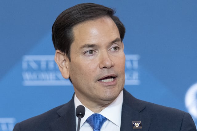 Secretary of State Marco Rubio, speaks during the International Women of Courage award ceremony, Tuesday April 1, 2025, at the State Department in Washington. (AP Photo/Jacquelyn Martin)