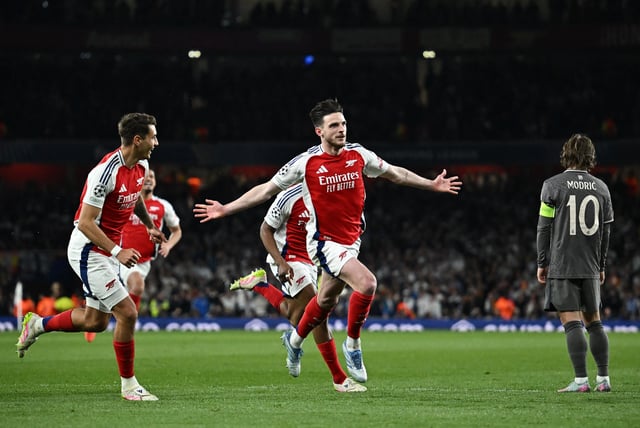 Declan Rice produced a heroic performance to fire Arsenal to a win against Real Madrid.